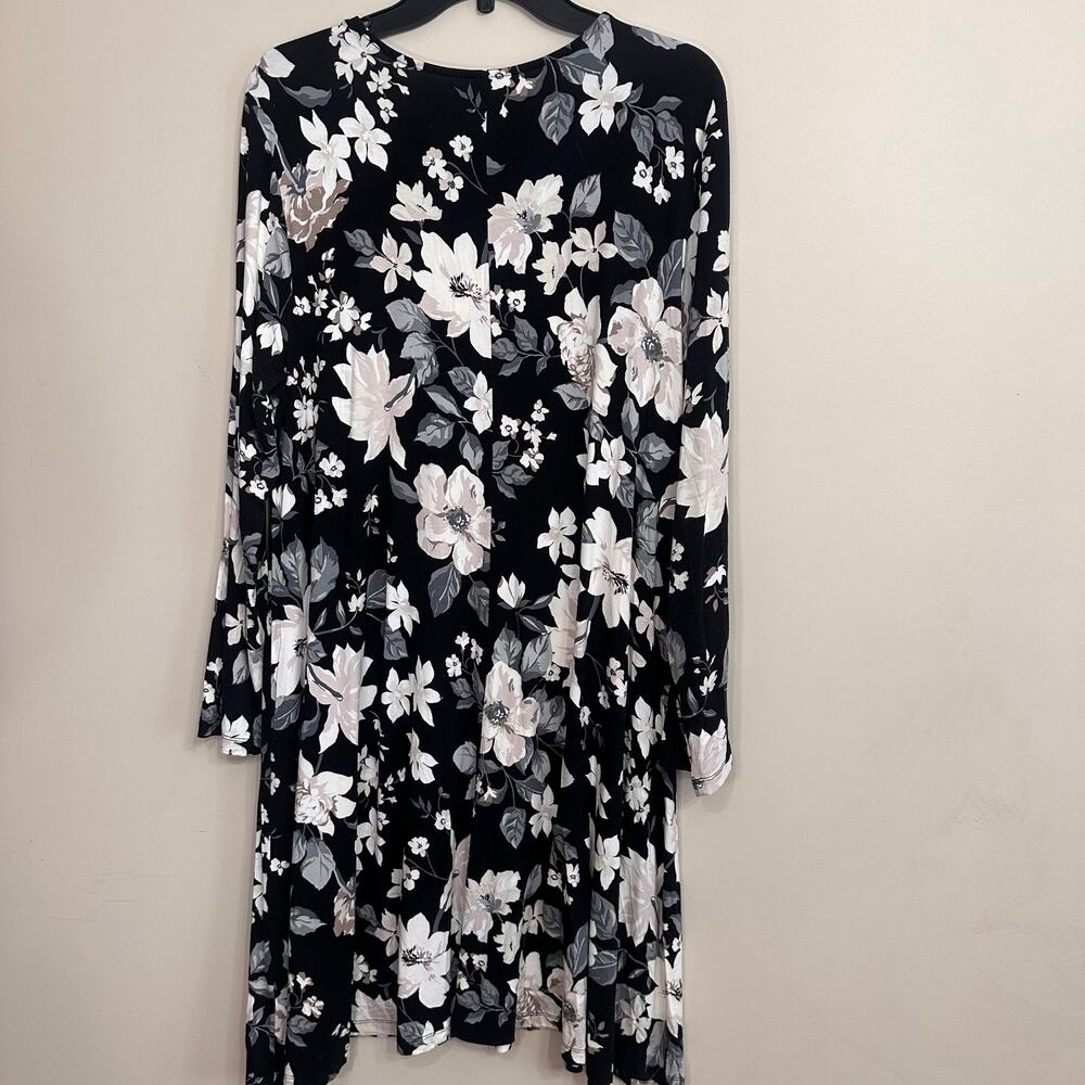 Old Navy XL Black Floral Long Sleeve Swing Dress - Picture 2 of 7